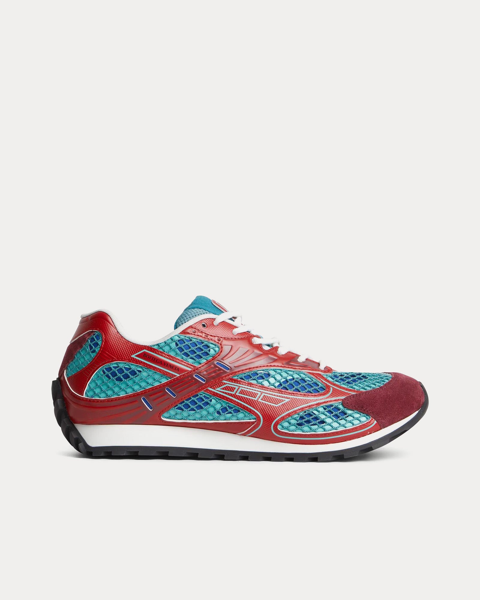 Bottega Veneta Orbit Lightweight Technical Fabric, Suede & Mesh Turquoise / Cherry Low Top Sneakers - 1