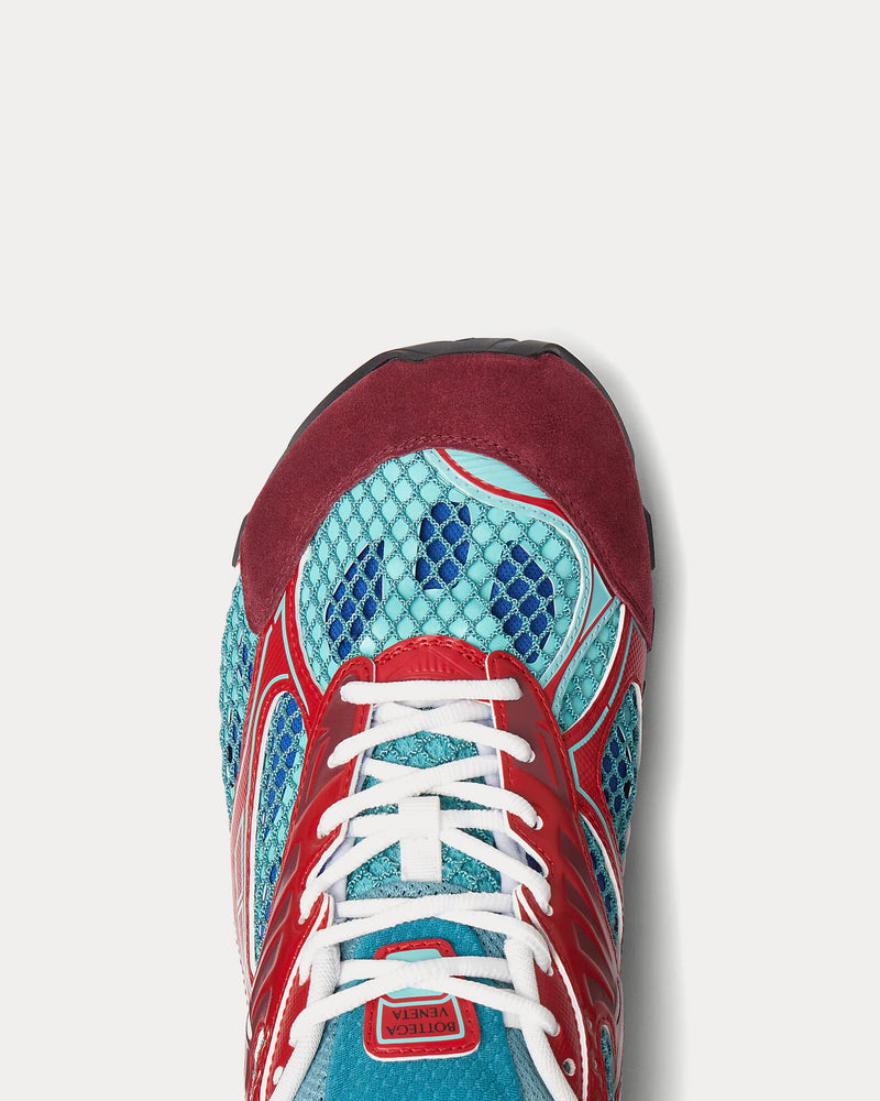 Bottega Veneta Orbit Lightweight Technical Fabric, Suede & Mesh Turquoise / Cherry Low Top Sneakers - 4