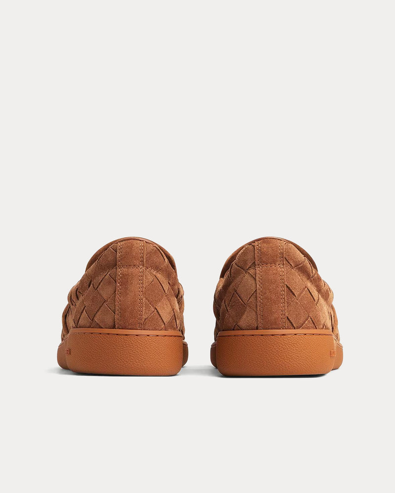 Bottega Veneta Sawyer Intrecciato Suede Caramel Slip On Sneakers - 3