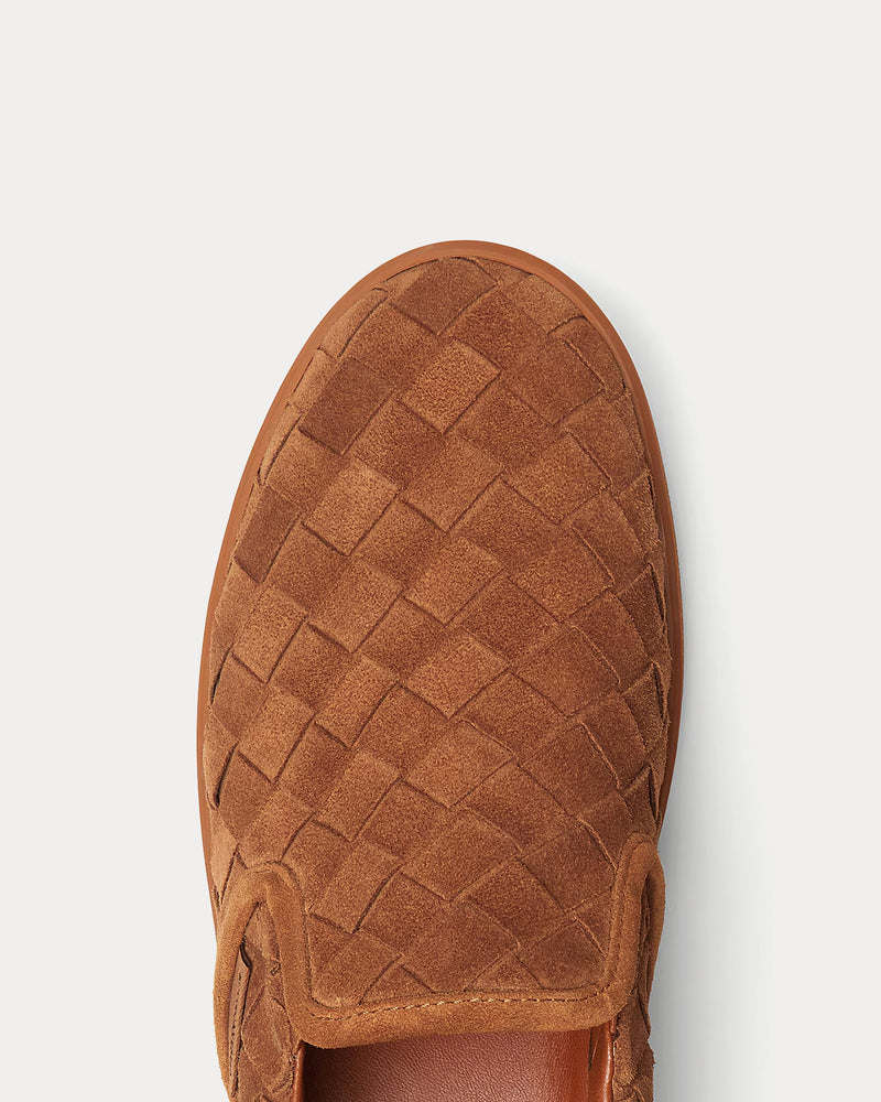 Bottega Veneta Sawyer Intrecciato Suede Caramel Slip On Sneakers - 5