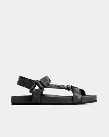 Bottega Veneta Trip Leather Black Sandals