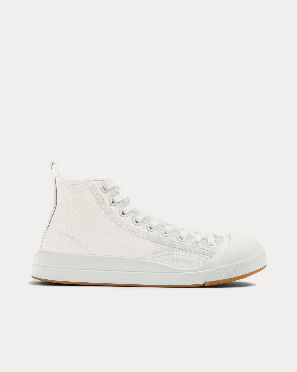 Bottega Veneta Vulcan Canvas Optic White High Top Sneakers - 1