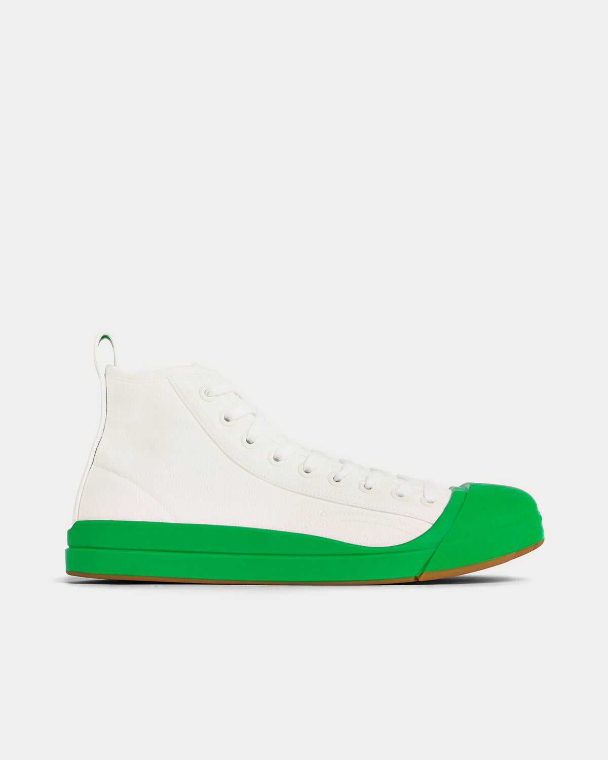 Bottega Veneta Vulcan Canvas Optic White / Parakeet High Top Sneakers - 1