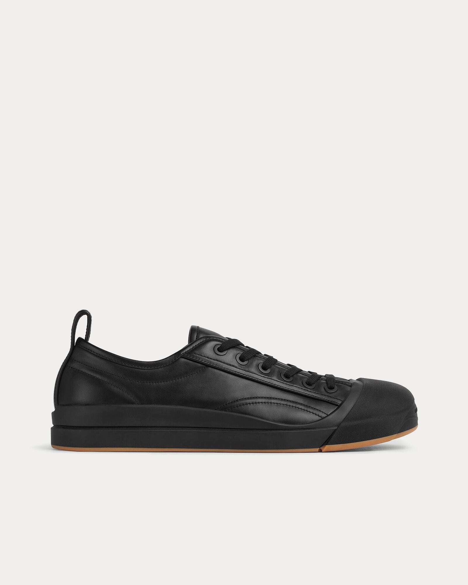 Bottega Veneta Vulcan Calfskin Leather Black Low Top Sneakers - 1