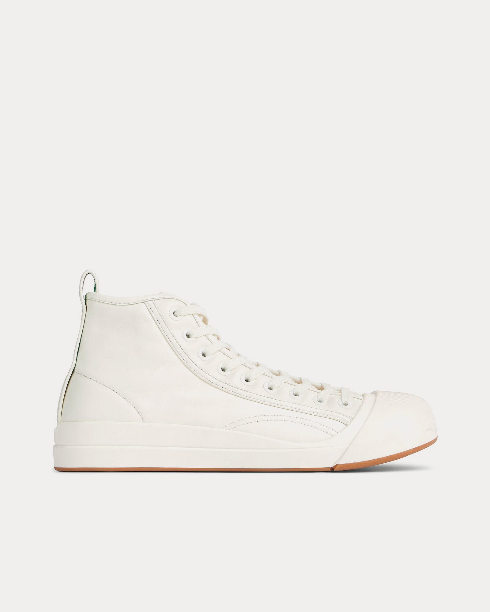 Bottega Veneta Vulcan Calfskin Leather Optic White High Top Sneakers - 1