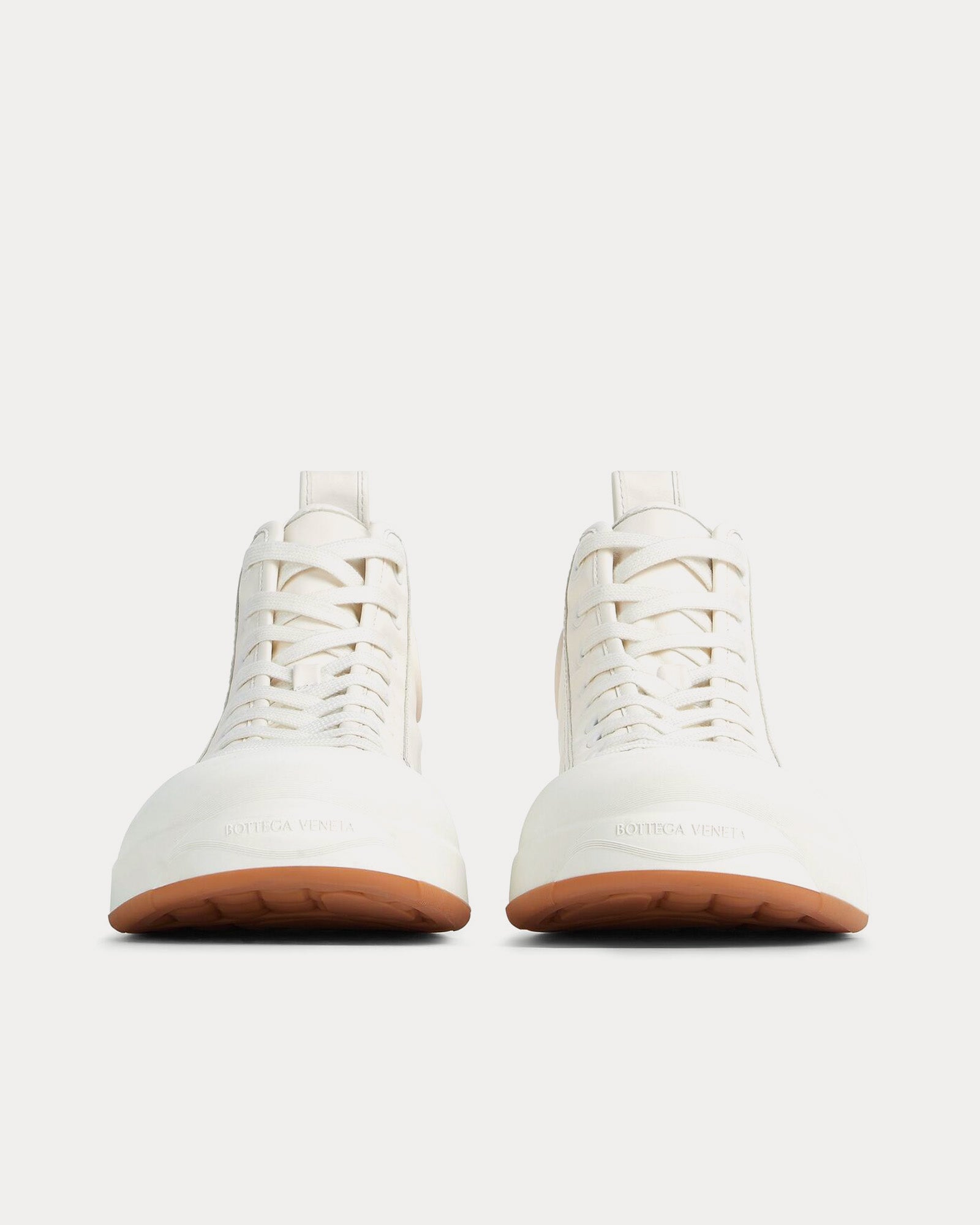 Bottega Veneta Vulcan Calfskin Leather Optic White High Top Sneakers - 3