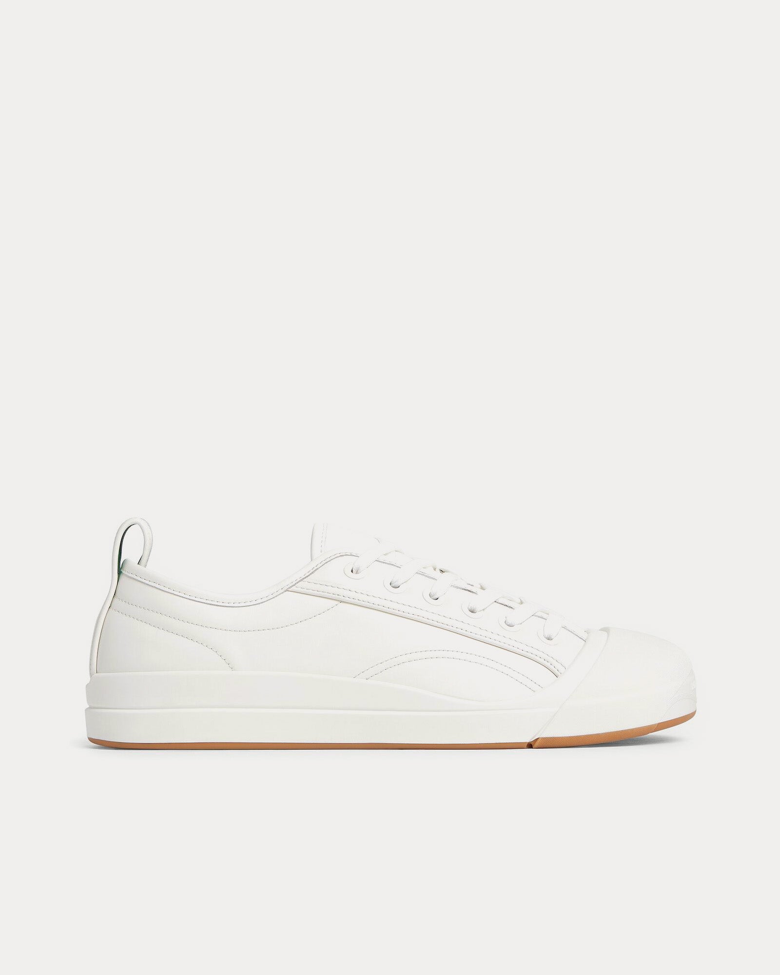 Bottega Veneta Vulcan Calfskin Leather Optic White Low Top Sneakers - 1