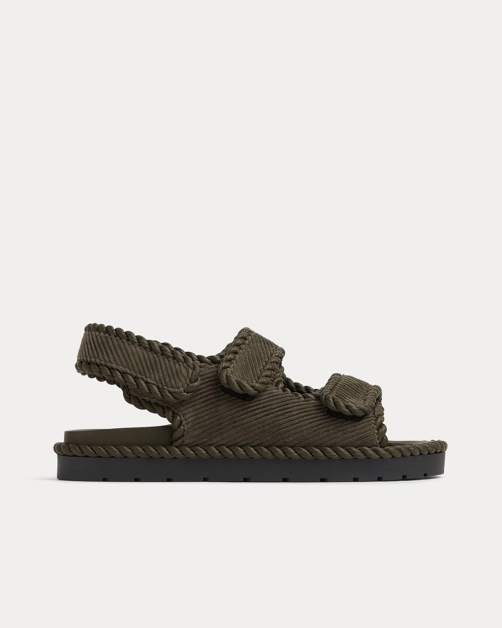 Bottega Veneta Jack Flat Khaki Sandals - 1