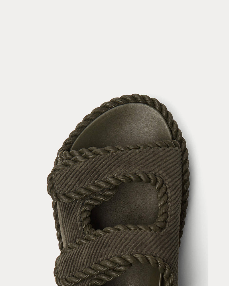 Bottega Veneta Jack Flat Khaki Sandals - 4