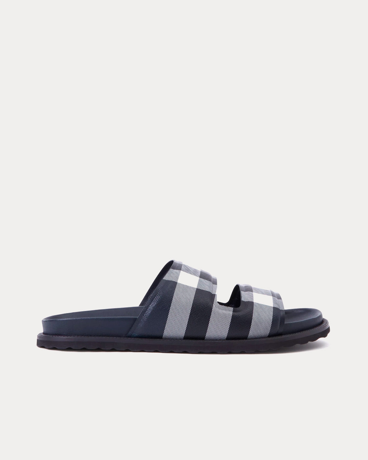 Burberry Check Dark Charcoal Blue Slides - 1