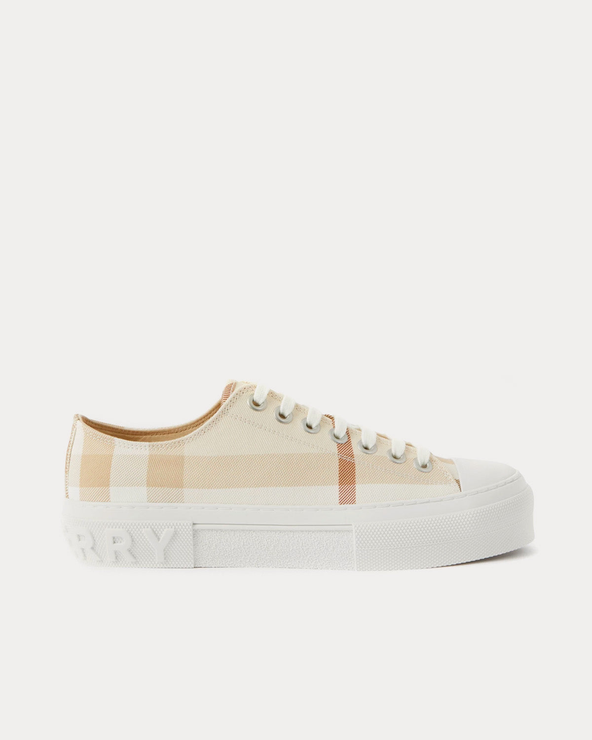 Burberry Check Cotton Soft Fawn Low Top Sneakers - 1