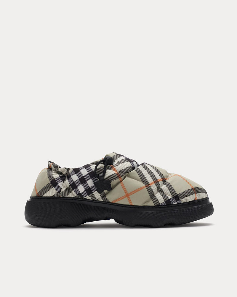 Burberry Check Pillow Nylon Blend Light Sage Mules - 1