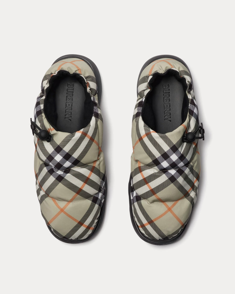 Burberry Check Pillow Nylon Blend Light Sage Mules - 2