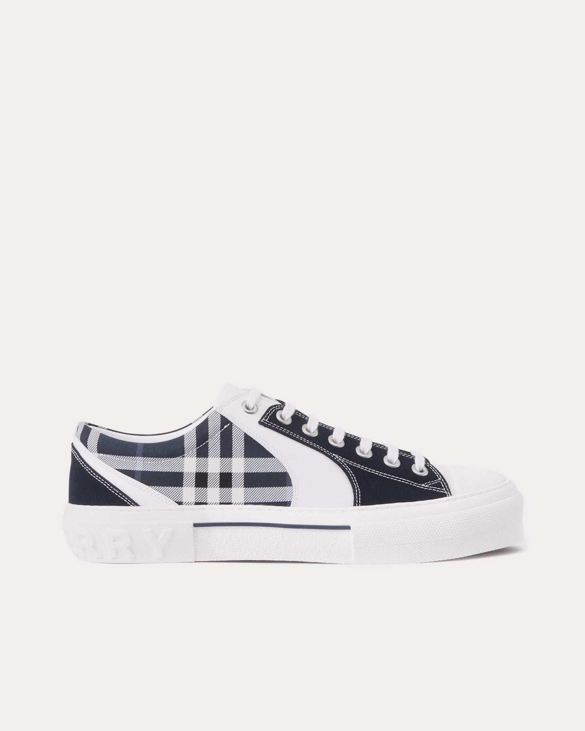Burberry checked leather sneakers - Blue