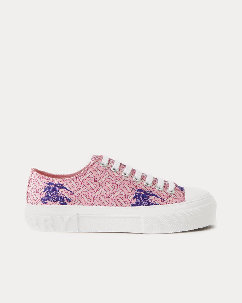 Burberry EKD Monogram Cotton Deep Amethyst Low Top Sneakers - 1