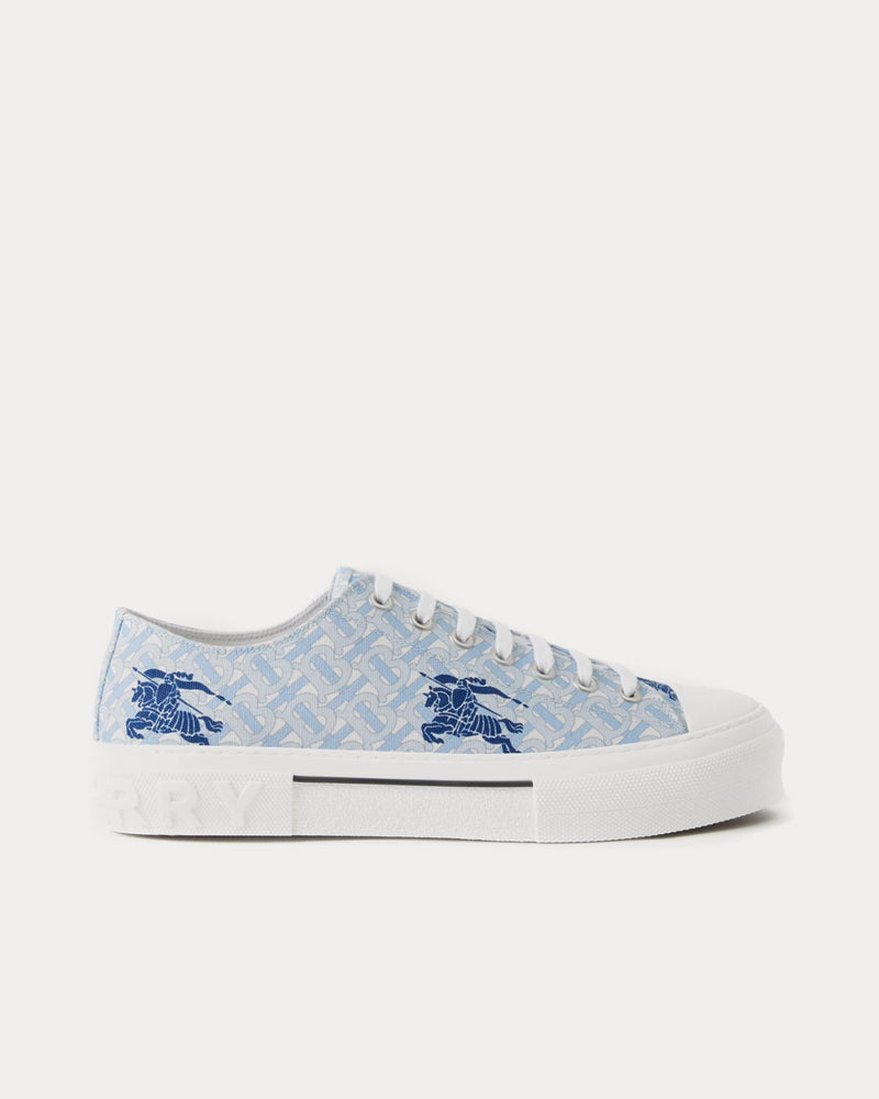 Burberry EKD Monogram Cotton Pale Blue Low Top Sneakers - 1