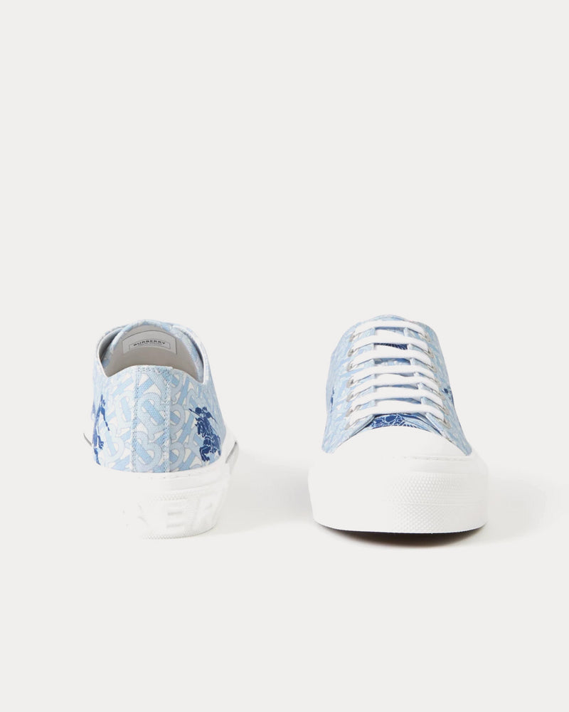 Burberry EKD Monogram Cotton Pale Blue Low Top Sneakers - 2