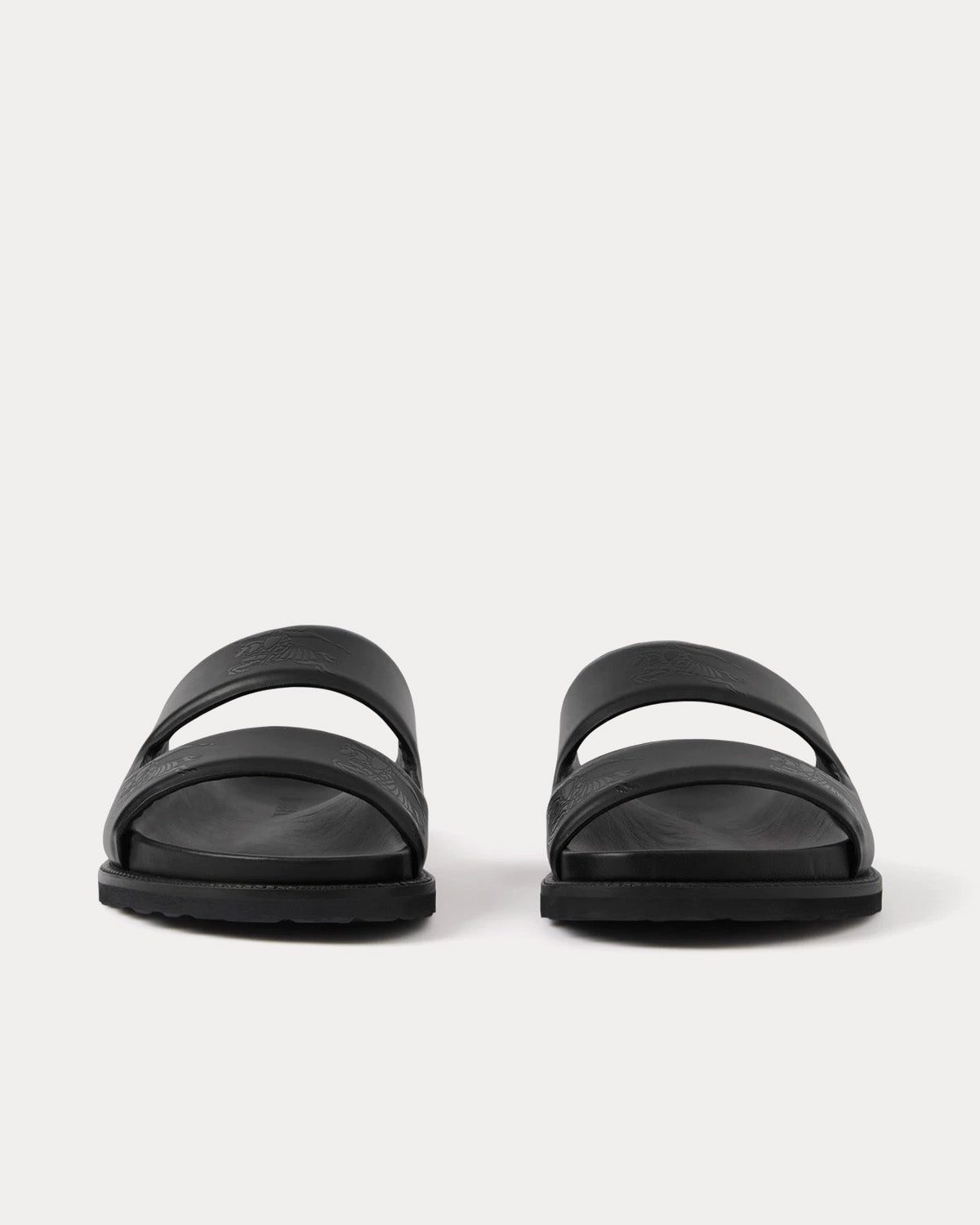 Burberry Embossed EKD Leather Black Slides - 2