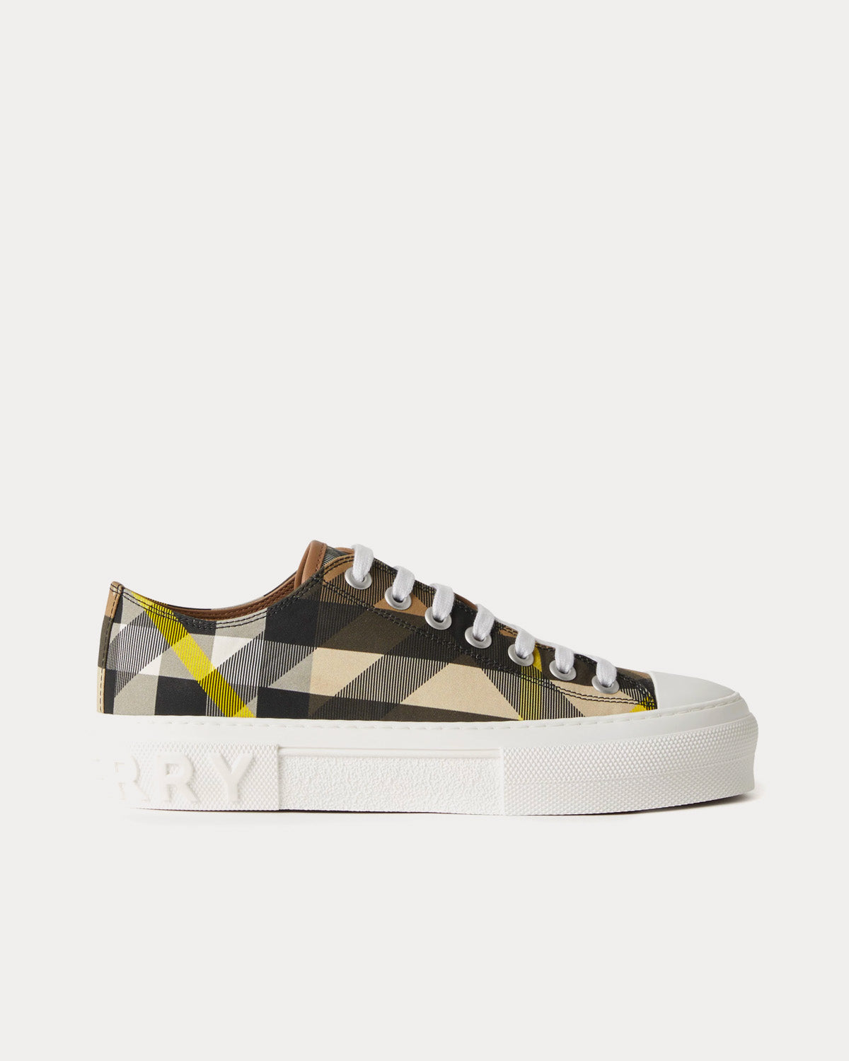 Burberry Exaggerated Check Cotton Wheat Low Top Sneakers - 1