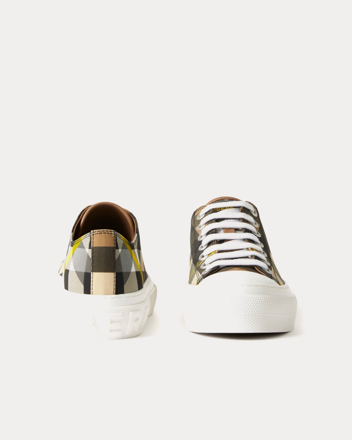 Burberry Exaggerated Check Cotton Wheat Low Top Sneakers - 2