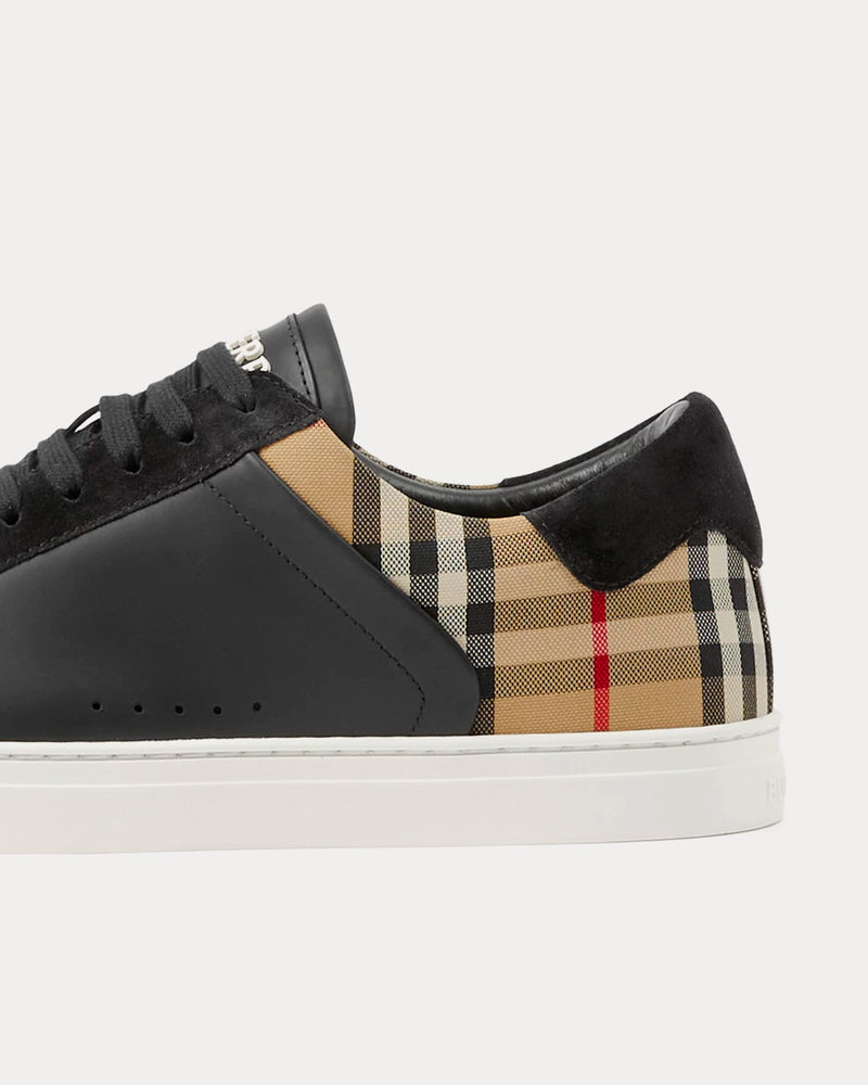 Burberry Leather, Suede & Check Cotton Black / Archive Beige Low Top Sneakers - 3