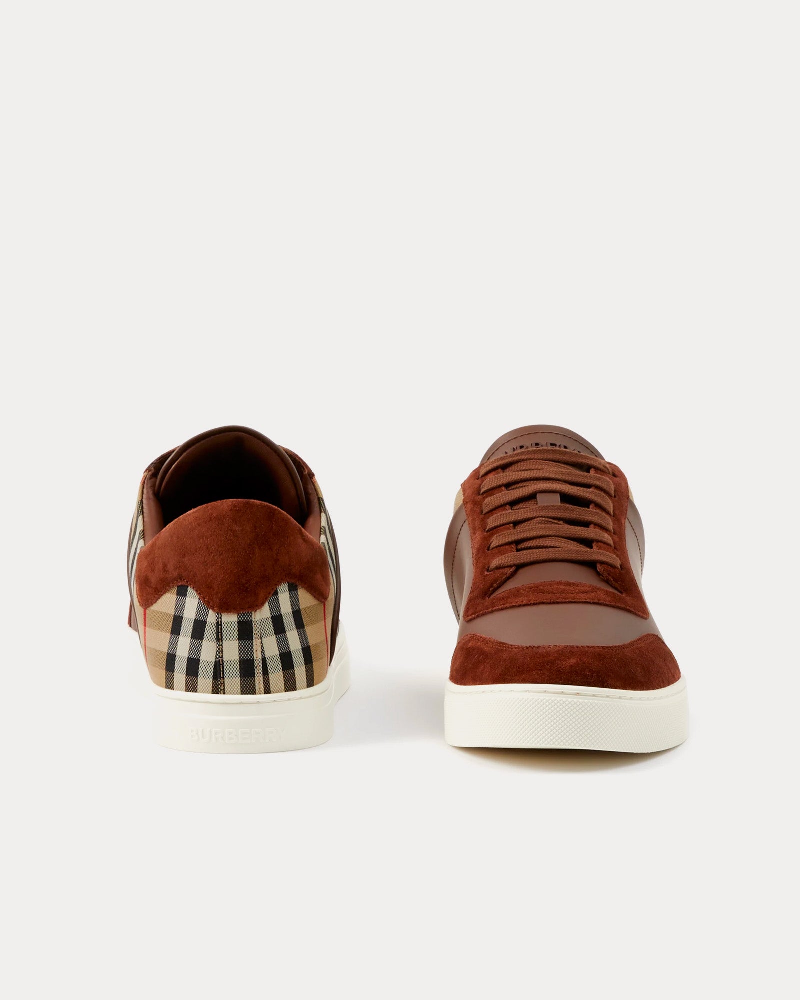 Burberry Leather, Suede & Check Cotton Ox / Archive Beige Low Top Sneakers - 2