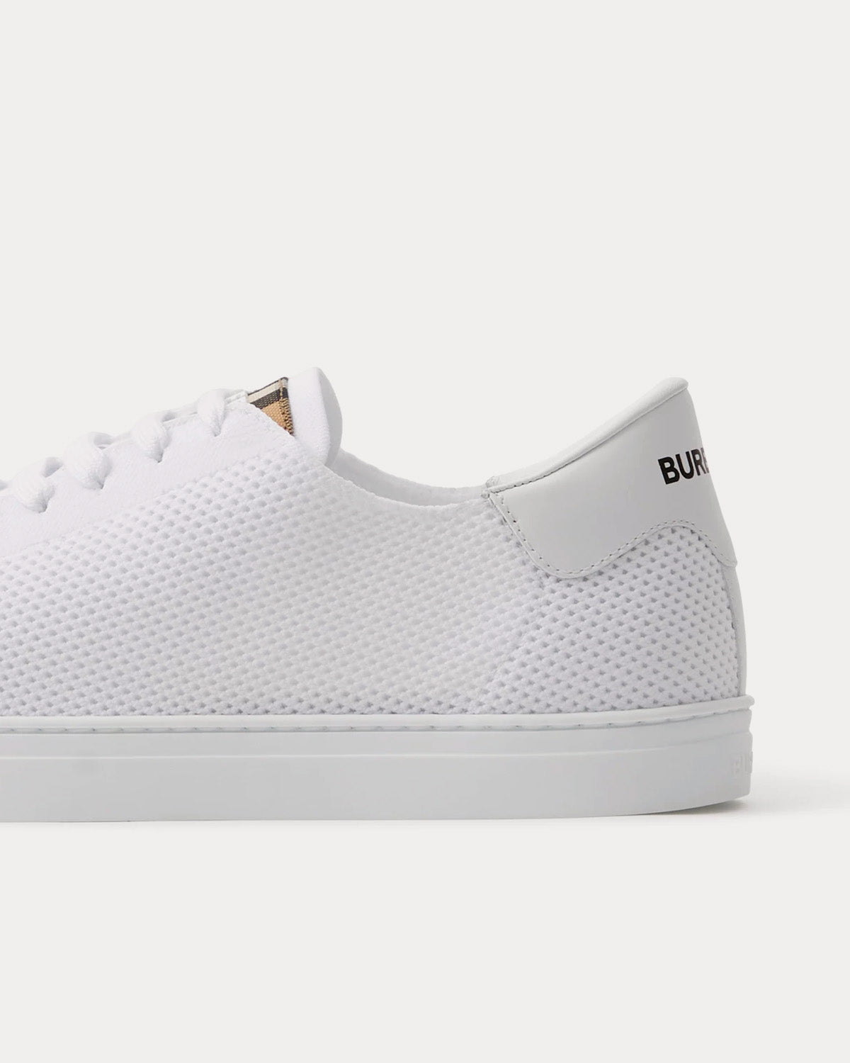 Burberry Nylon, Leather & Cotton Optic White Low Top Sneakers - 3