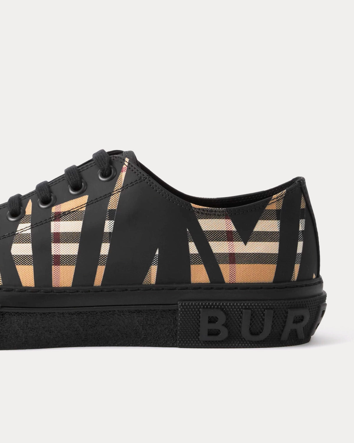 Burberry Sliced Check Cotton Archive Beige / Black Low Top Sneakers - 3