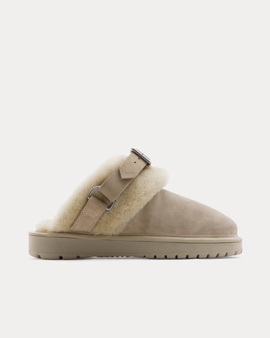 Burberry Chubby Suede & Shearling Hunter Mules