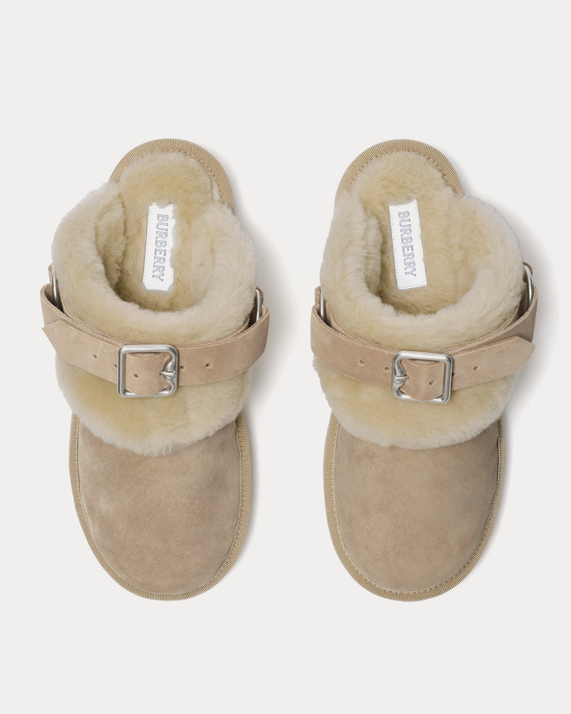 Burberry Chubby Suede & Shearling Hunter Mules - 2