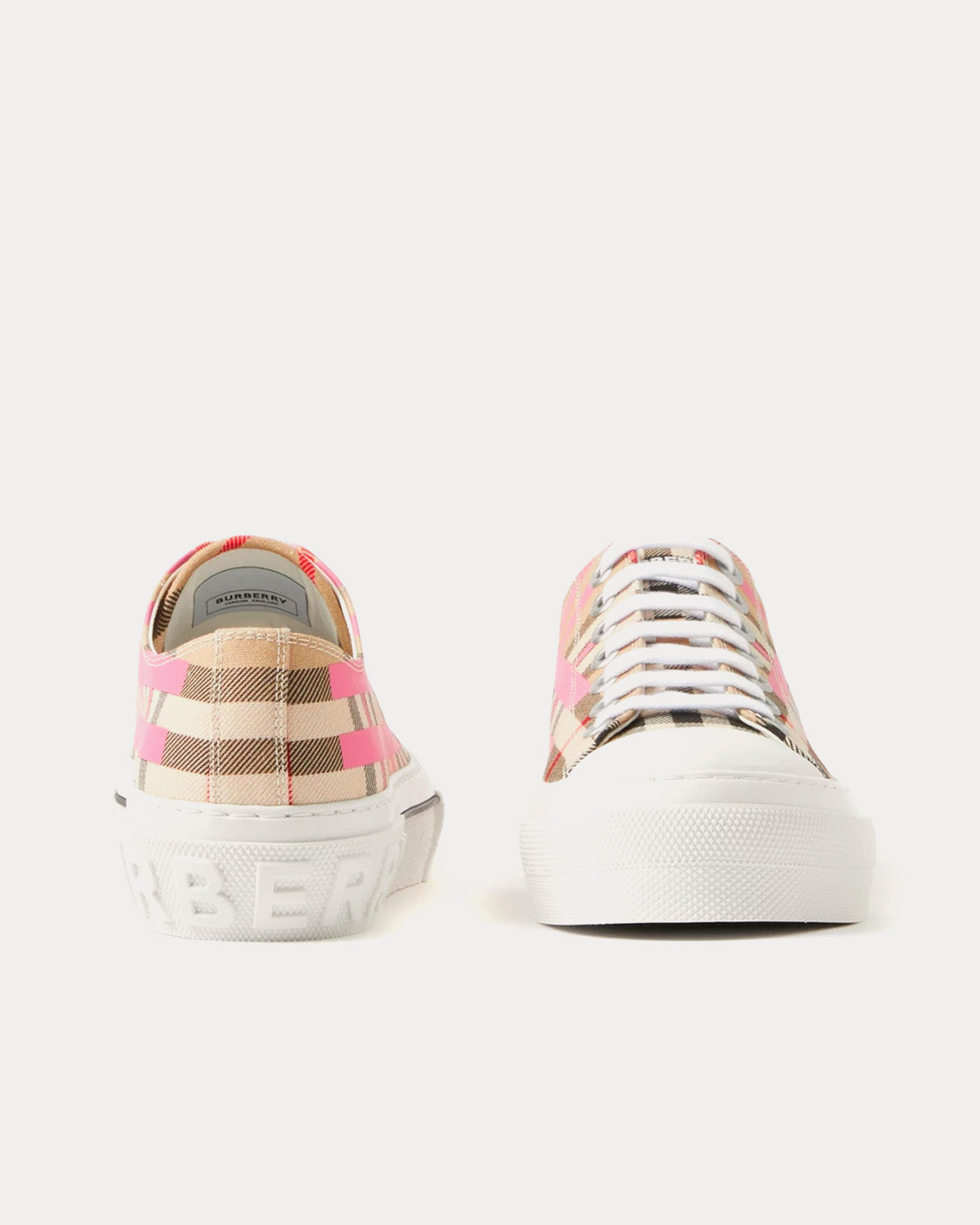 Burberry Check Cotton Archive Beige / Pink Low Top Sneakers - 2