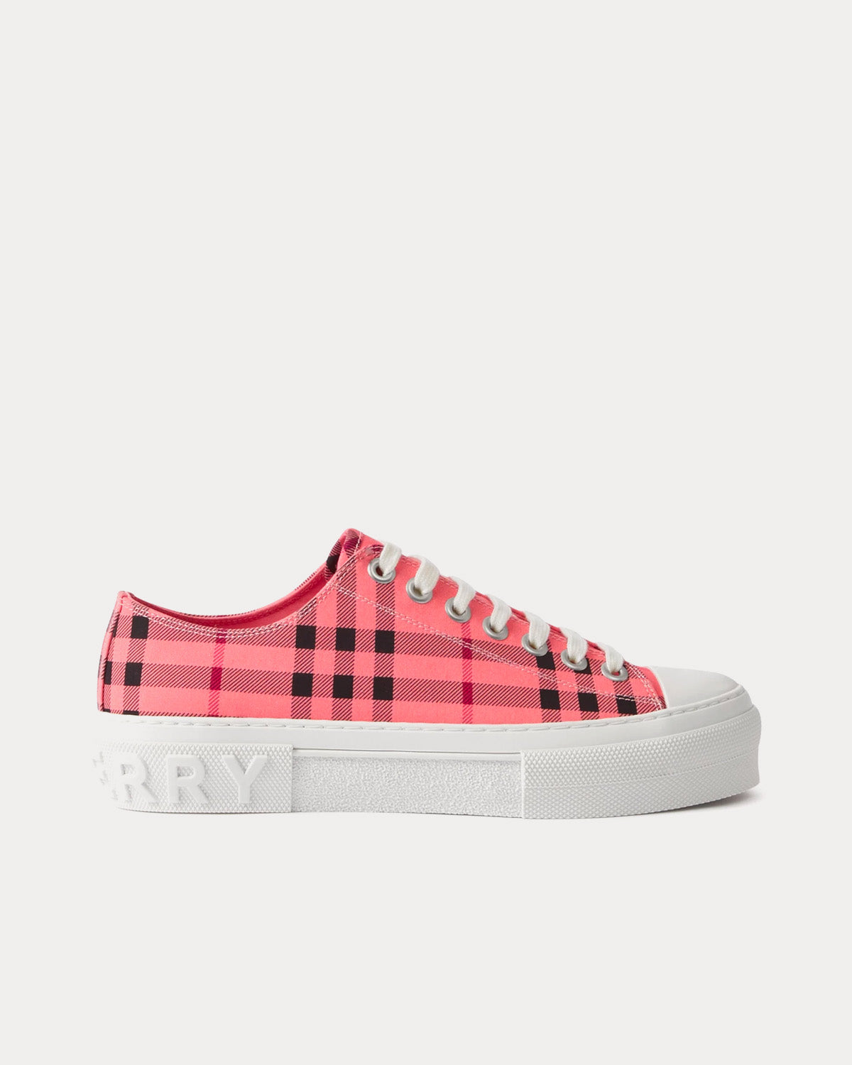 Burberry Check Cotton Bubblegum Pink Low Top Sneakers - 1