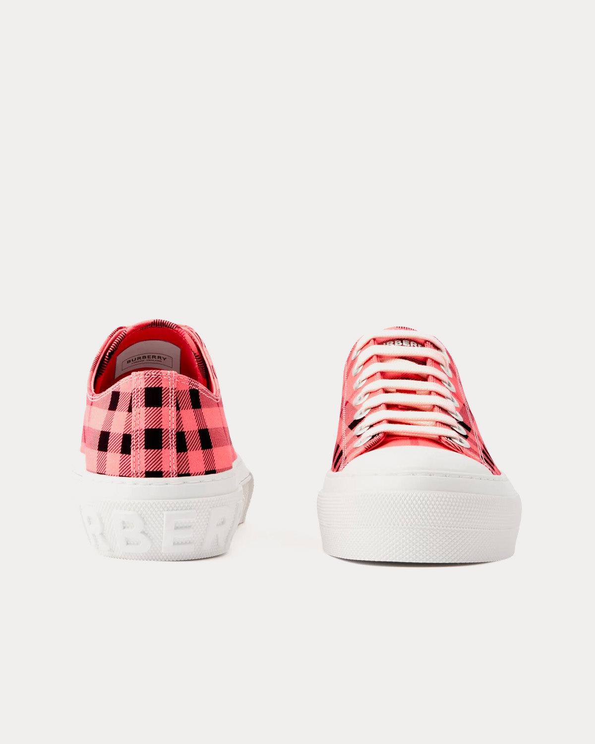 Burberry Check Cotton Bubblegum Pink Low Top Sneakers - 2