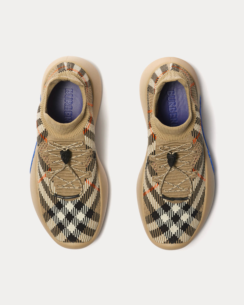 Burberry Check Neptune Knit Sand Low Top Sneakers - 2