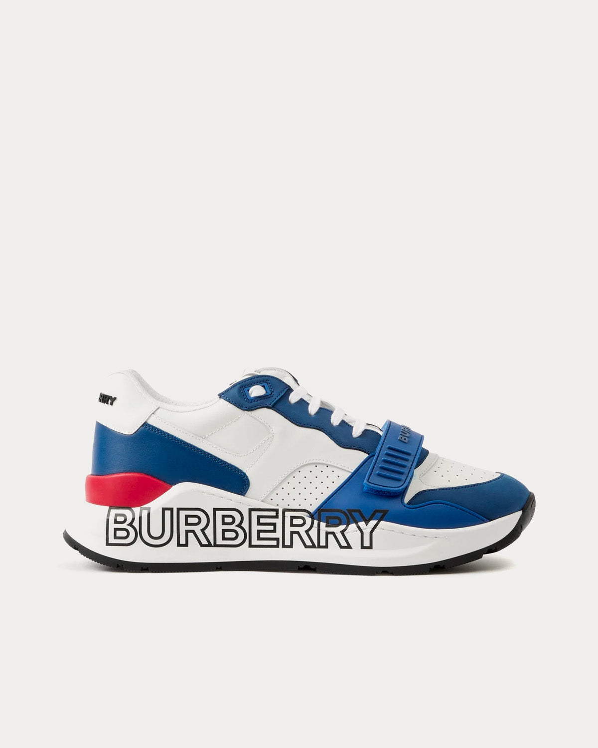 Burberry Logo Print Leather Navy / Red / White Low Top Sneakers - 1