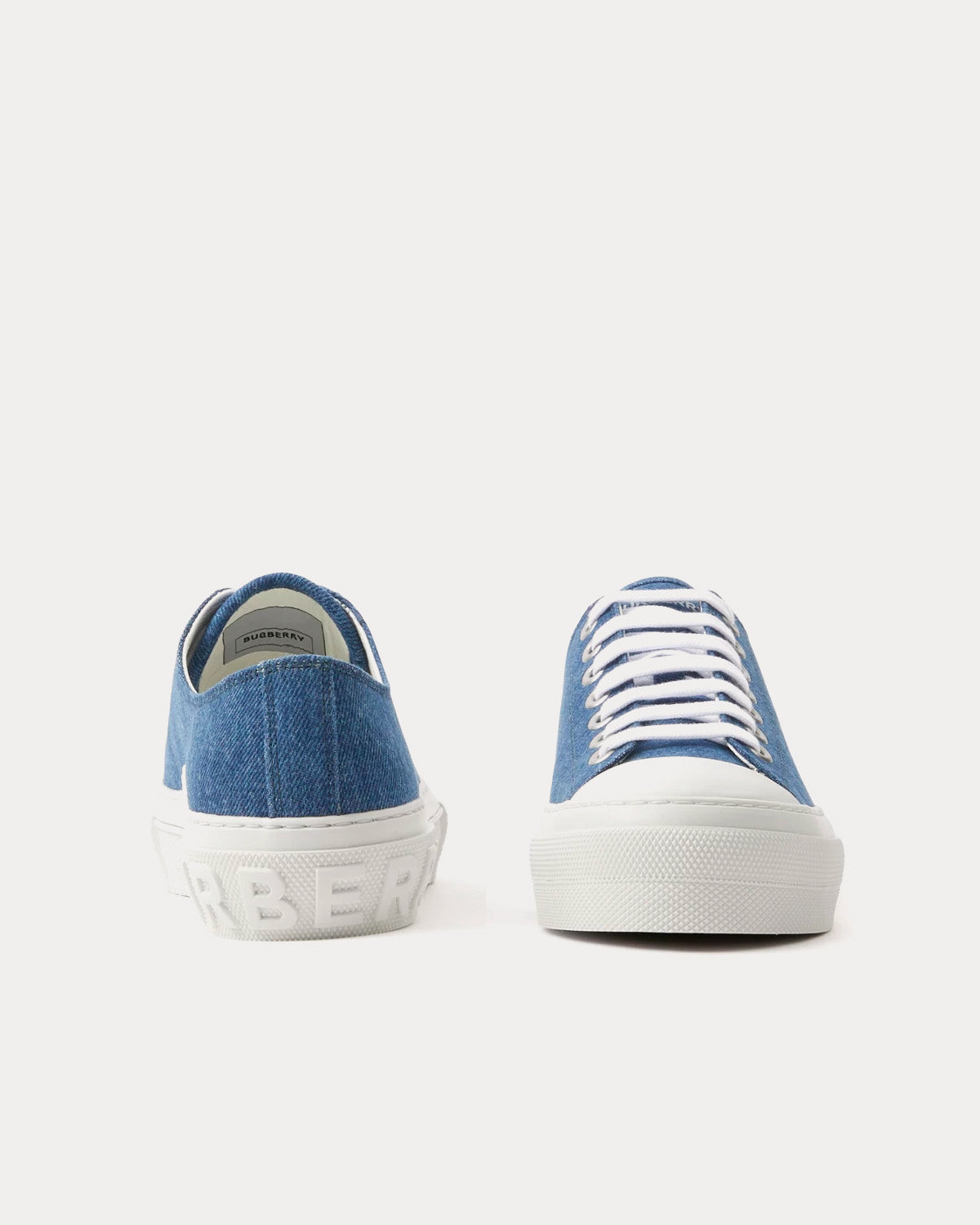 Burberry Logo Print Denim Blue Low Top Sneakers - 2