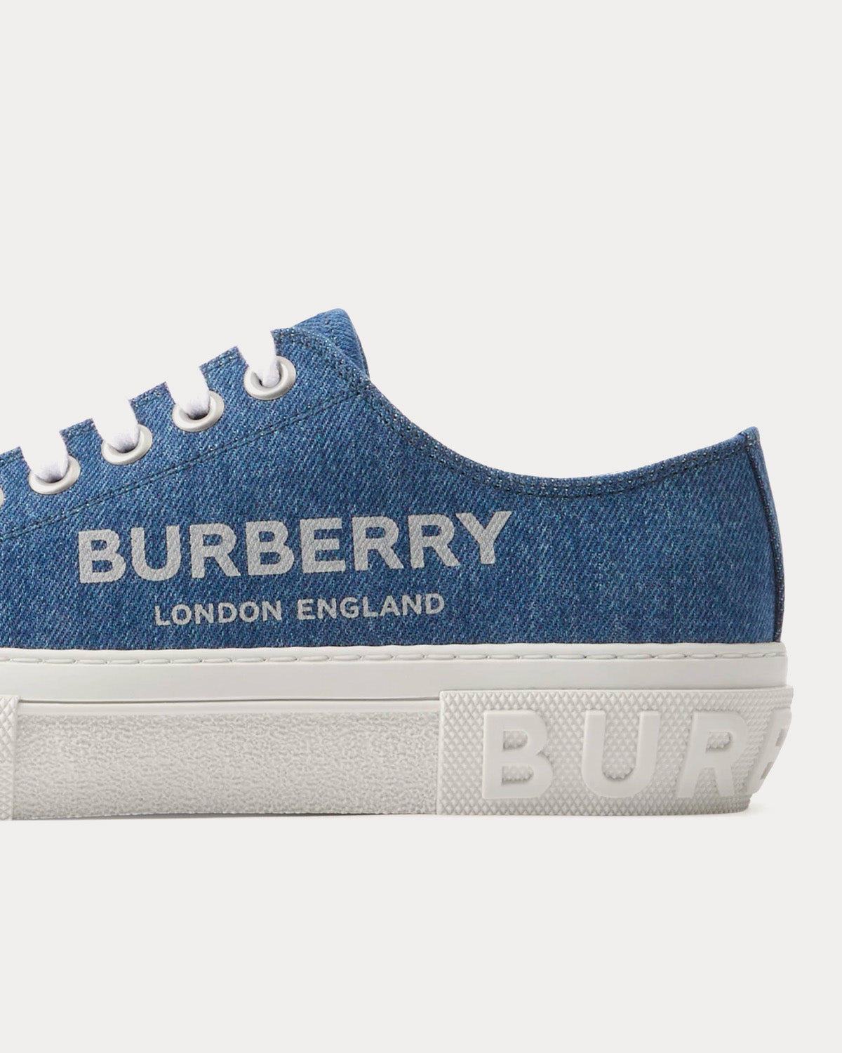 Burberry Logo Print Denim Blue Low Top Sneakers - 3