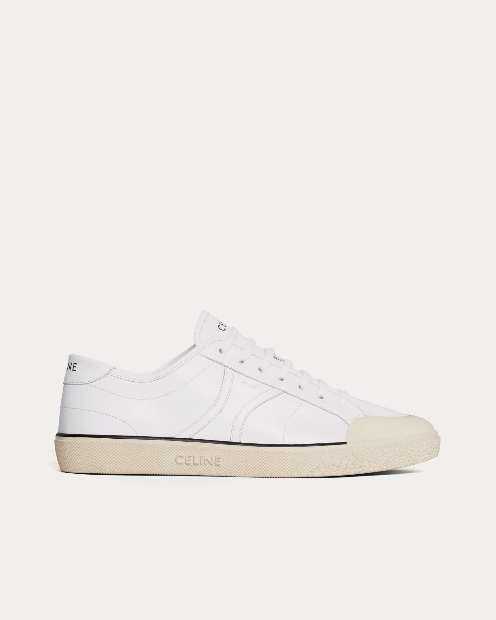 Celine AS-01 Alan Calfskin Optic White Low Top Sneakers - 1