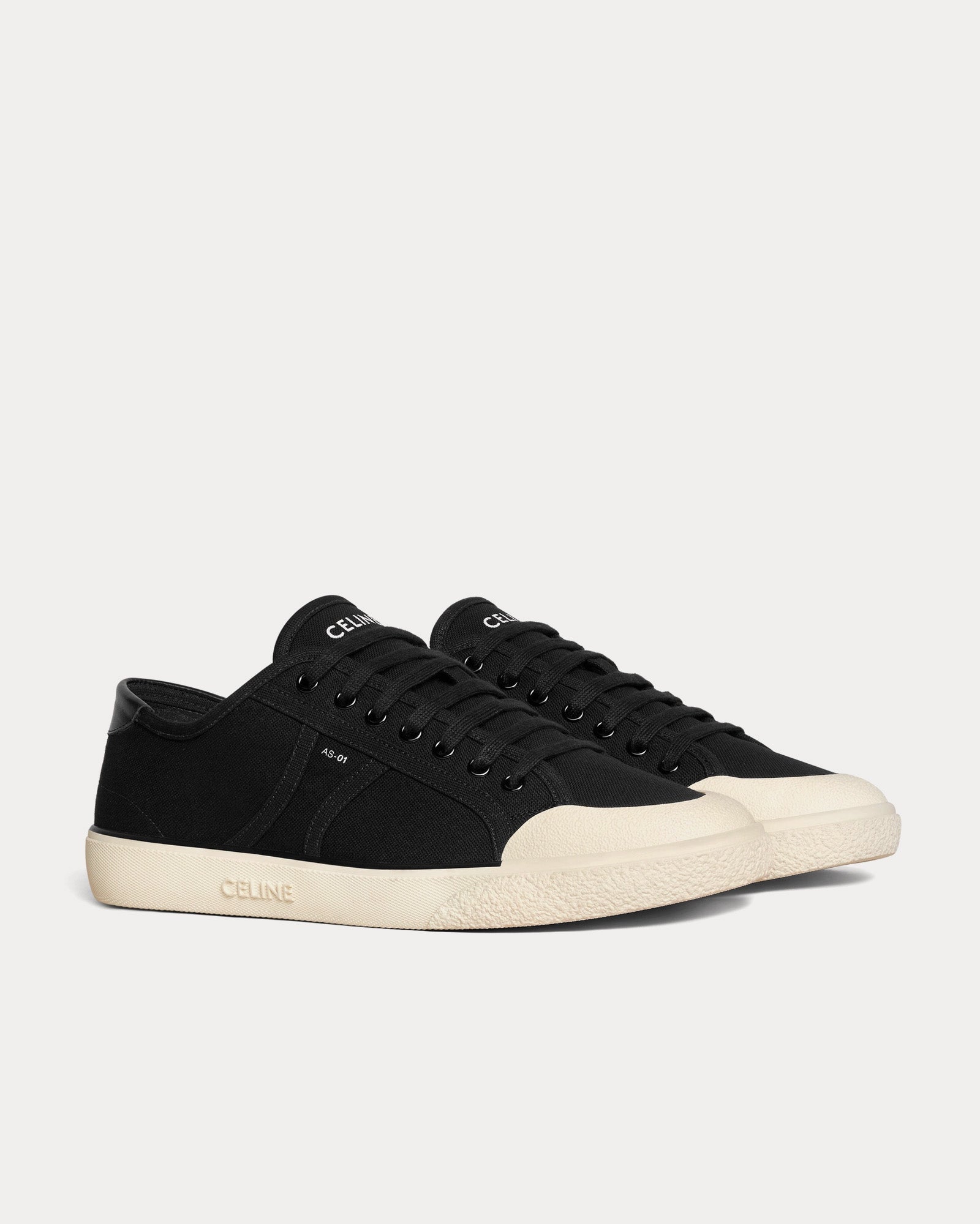 Celine AS-01 Alan Canvas & Calfskin Black Low Top Sneakers - 2