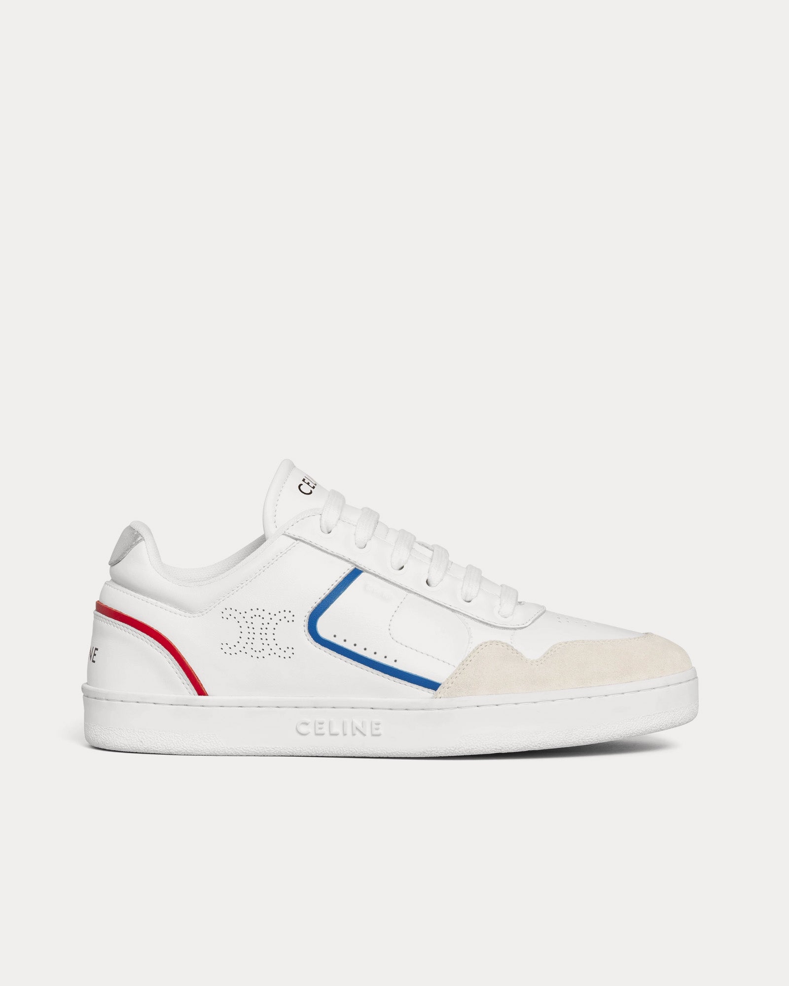 Celine CT-10 Lace-Up Calfskin Optic White / Blue / Red / Silver Low Top Sneakers - 1