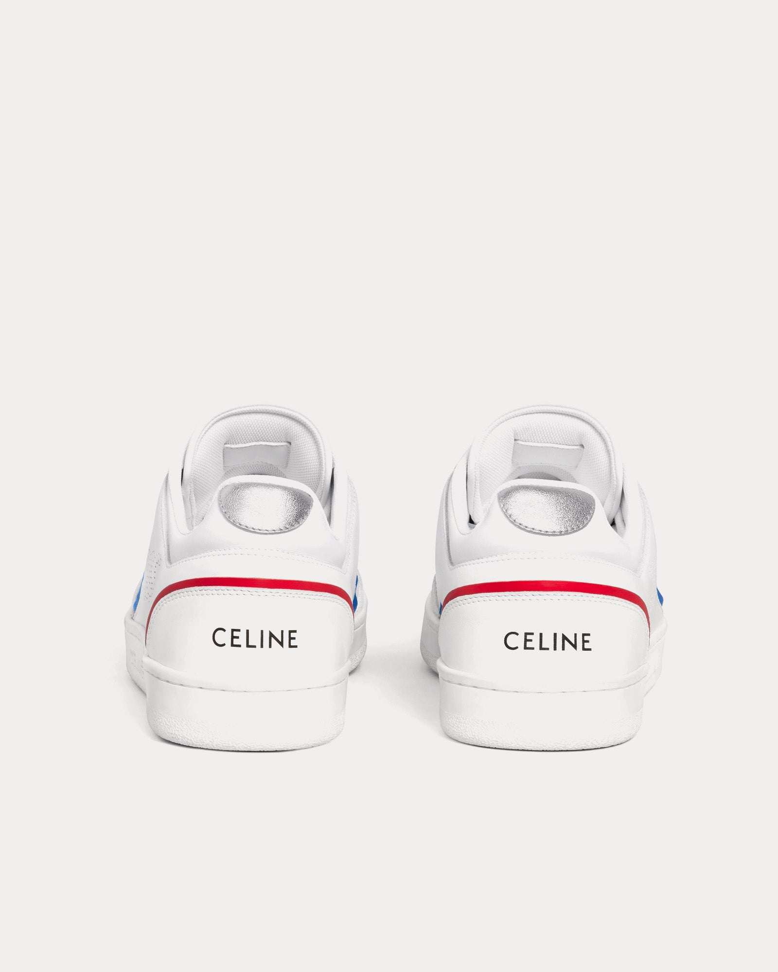 Celine CT-10 Lace-Up Calfskin Optic White / Blue / Red / Silver Low Top Sneakers - 3