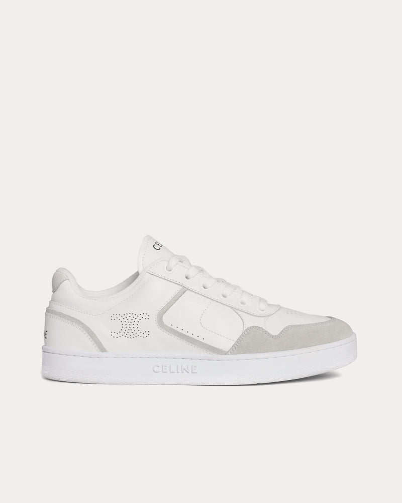 Celine CT-10 Lace-Up Calfskin & Suede Optic White / Grey Low Top Sneakers - 1