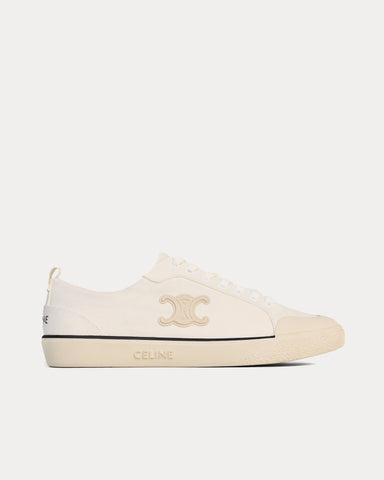 Celine Alan Triomphe in Canvas Optic White Low Top Sneakers