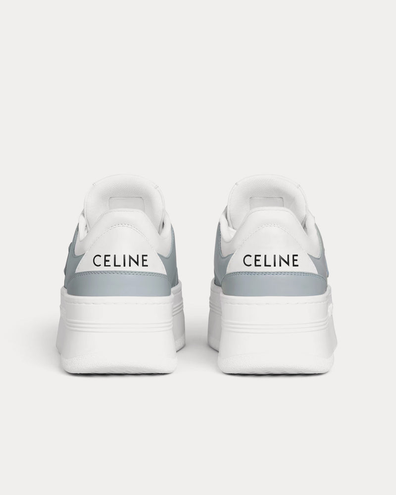 Celine Block Wedge Triomphe Calfskin Ice Blue  Optic White Low Top Sneakers - 3