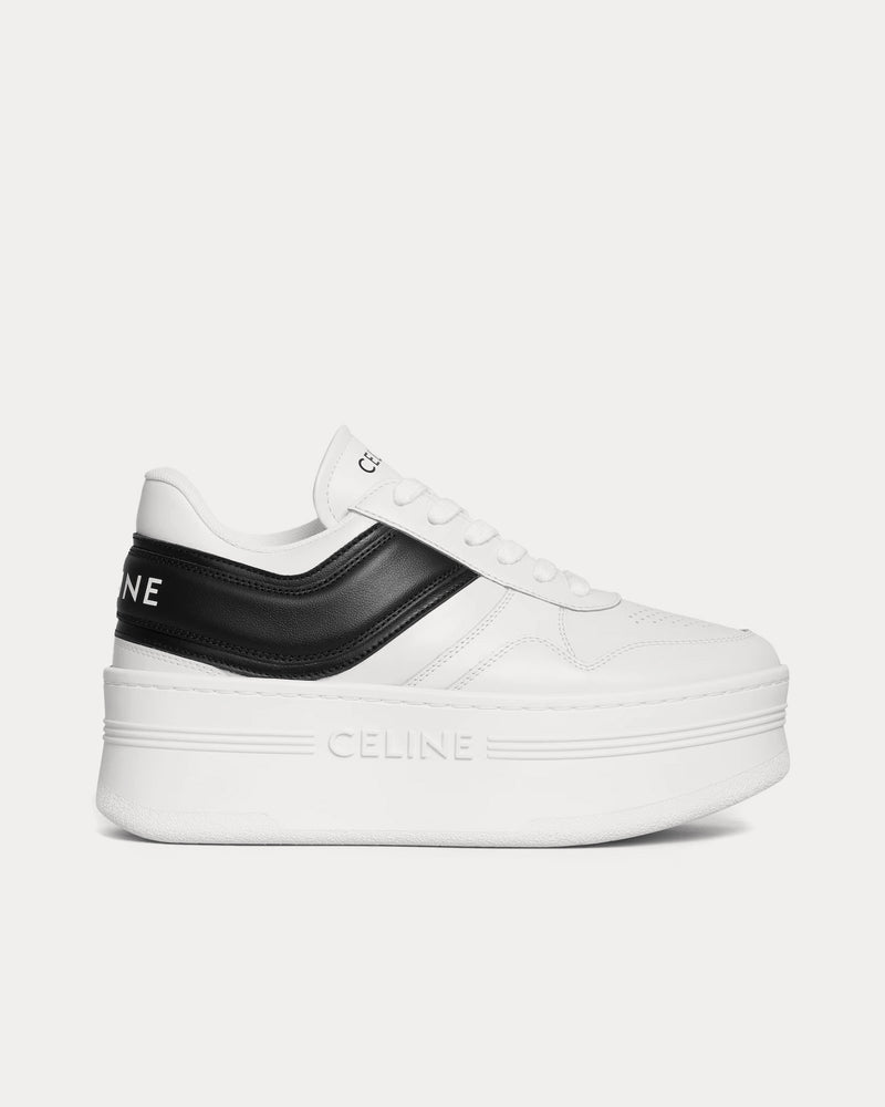 Celine Block Wedge Calfskin Optic White / Black / Optic White Low Top Sneakers - 1