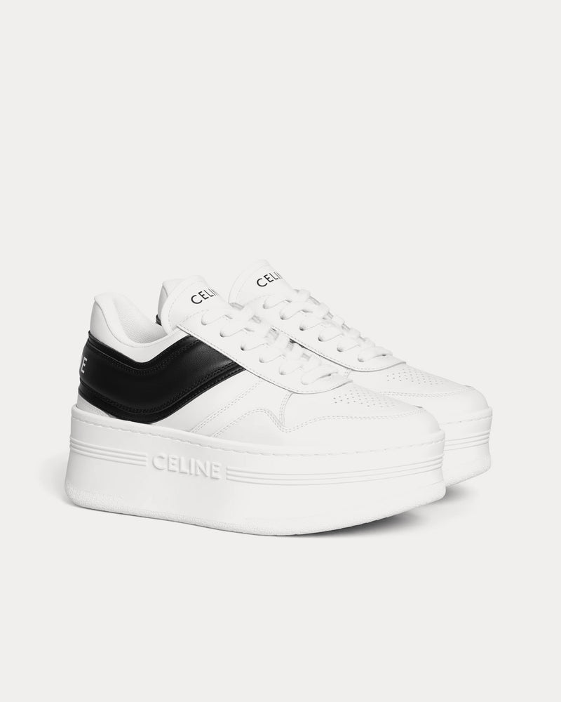 Celine Block Wedge Calfskin Optic White / Black / Optic White Low Top Sneakers - 2