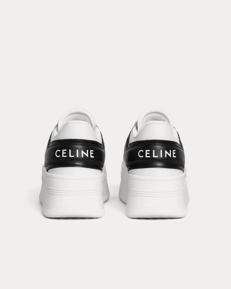 Celine Block Wedge Calfskin Optic White / Black / Optic White Low Top Sneakers - 3