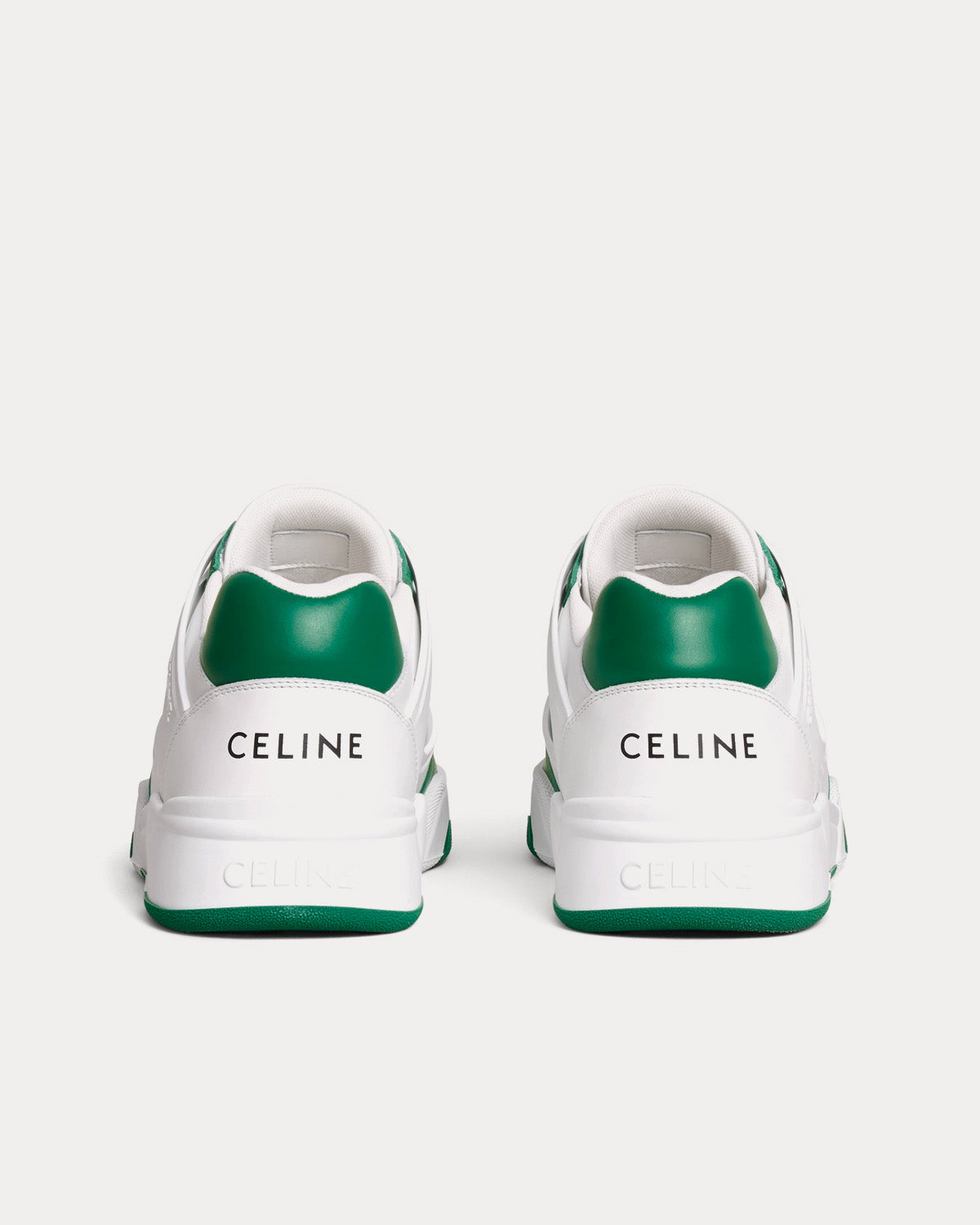 Celine CT-07 Calfskin Leather Optic White / Dark Green Low Top Sneakers - 3