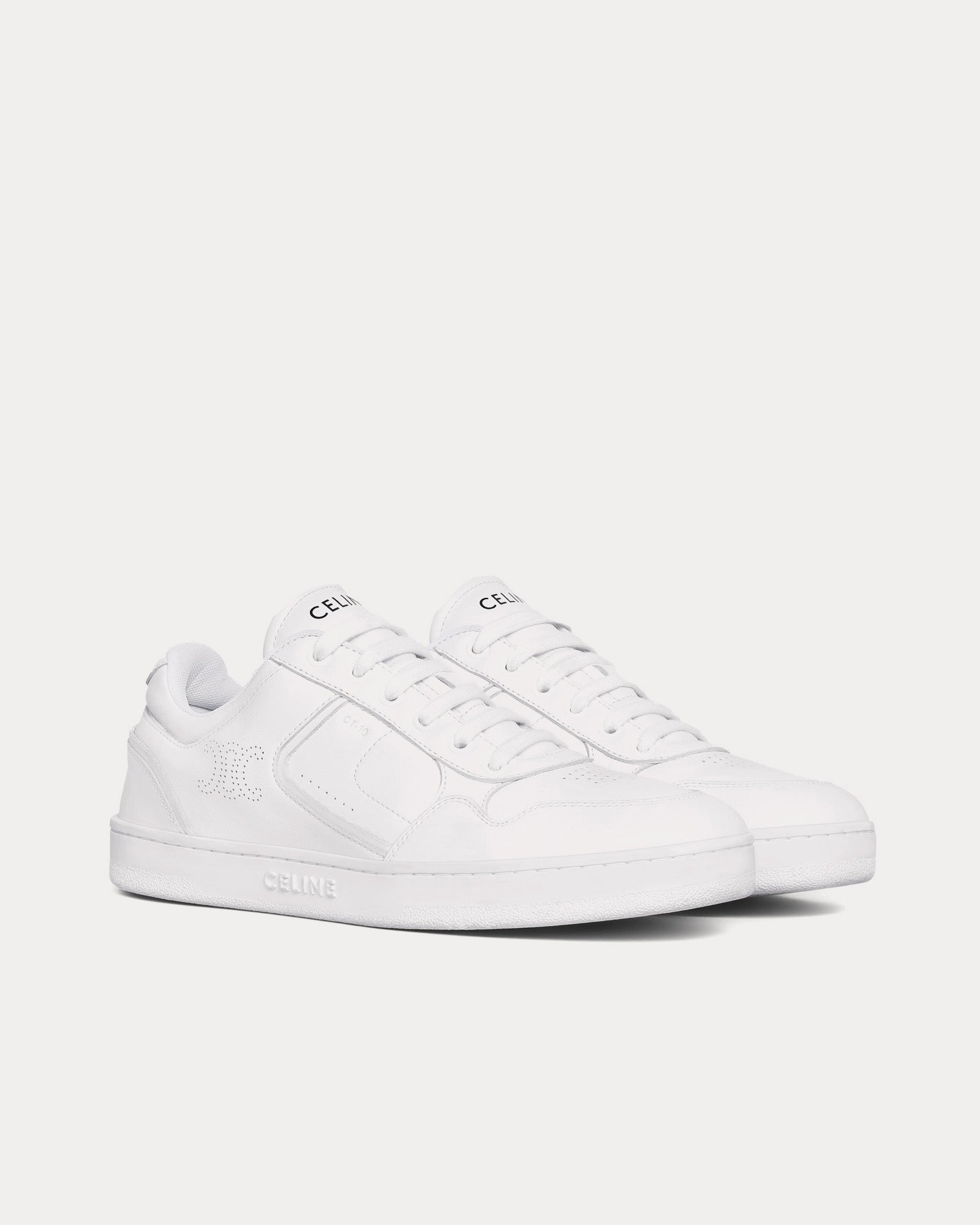 Celine CT-10 Lace-Up Calfskin Optic White Low Top Sneakers - 2