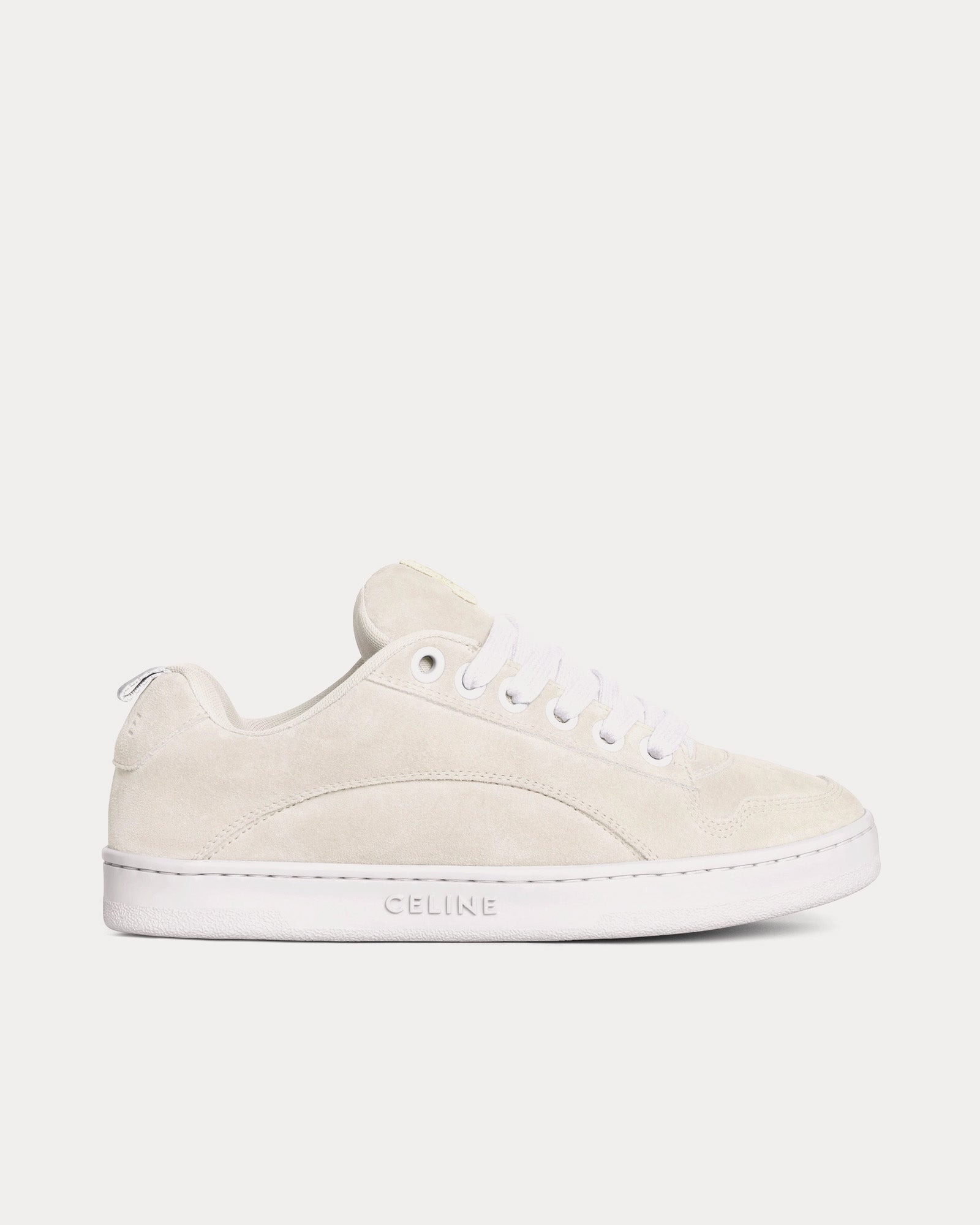 Celine Huntington Suede Calfskin & Mesh Optic White Low Top Sneakers - 1